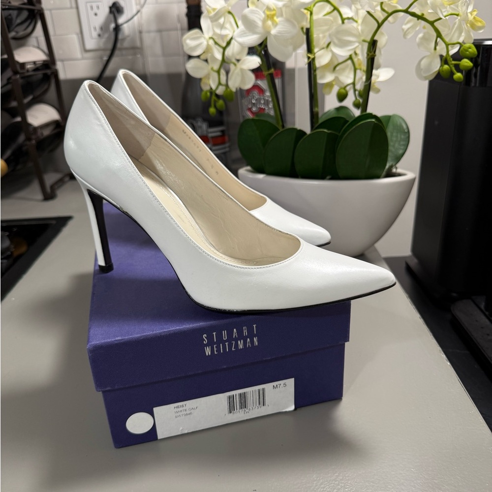 Stuart Weitzman White Heist Heels 7.5 box 6